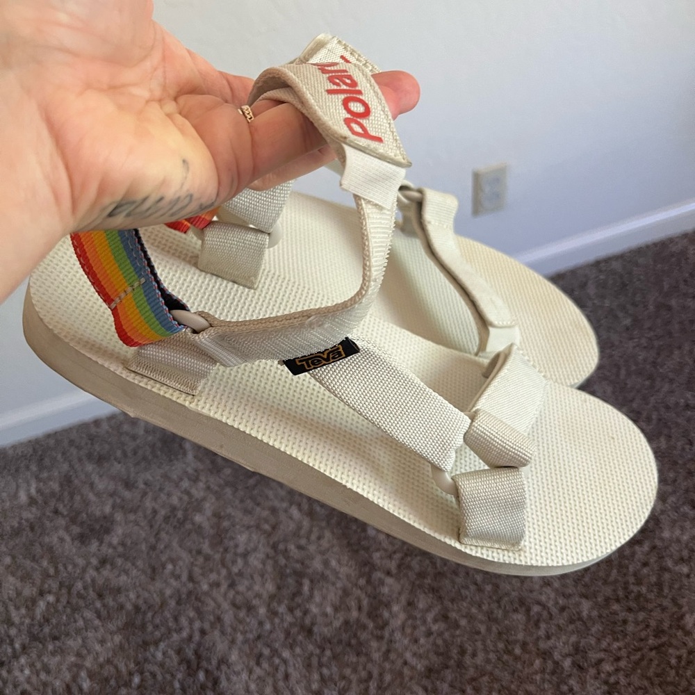 Teva x Polaroid Cream Original Sandals with Cushioned Sole and Adjustable Straps